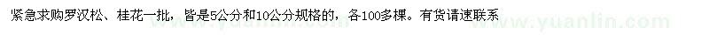 求購(gòu)5、10公分羅漢松、桂花