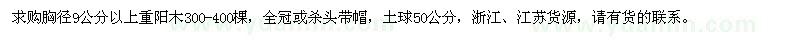 求購胸徑9公分以上重陽木
