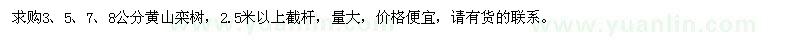 求購3、5、7、8公分黃山欒樹