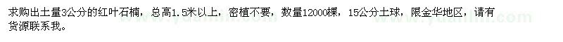 求購(gòu)出土量3公分紅葉石楠