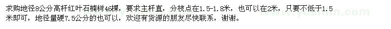 求購地徑8公分紅葉石楠