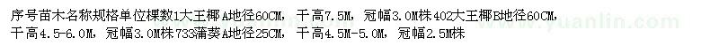 求購(gòu)大王椰、蒲葵