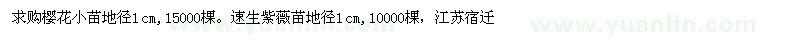 求購櫻花小苗、速生紫薇苗