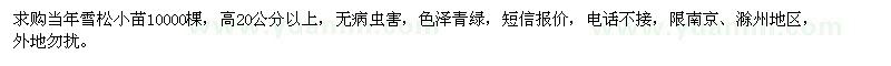 求購高20公分以上當年雪松小苗
