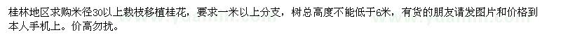 求購米徑30以上桂花 