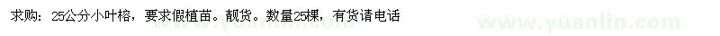 求購25公分小葉榕