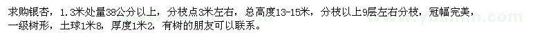 求購1.3米處量38公分以上銀杏