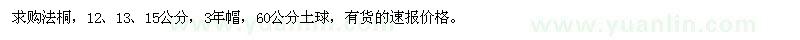 求購12、13、15公分法桐