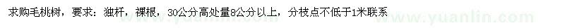 求購30公分高處量8公分以上毛桃樹