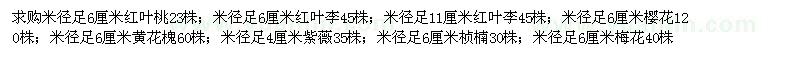 求購紅葉桃、紅葉李、櫻花