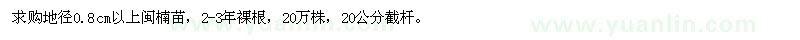 求購地徑0.8公分以上閩楠苗