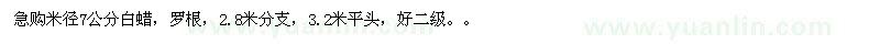 求購米徑7公分白蠟