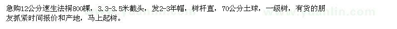 求購12公分速生法桐