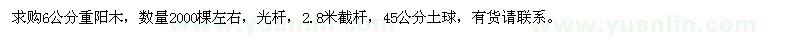 求購6公分重陽木