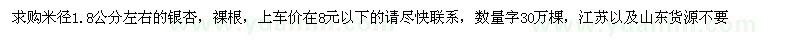 求購(gòu)米徑1.8公分左右銀杏