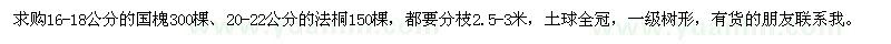 求購(gòu)16-18公分國(guó)槐、20-22公分法桐