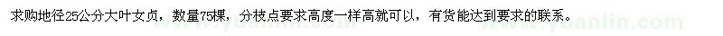 求購地徑25公分大葉女貞