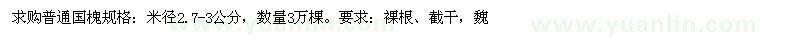 求購(gòu)米徑2.7-3公分普通國(guó)槐