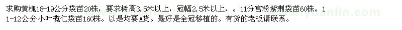 求購黃槐、宮粉紫荊、小葉欖仁袋苗
