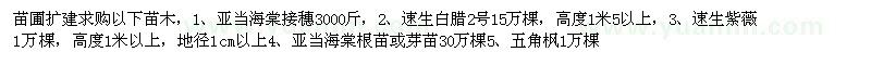 求購紫薇、海棠、白蠟等