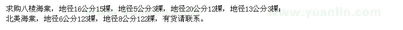 求購地徑5、13、16、20公分八棱海棠、地徑6、8公分北美海棠