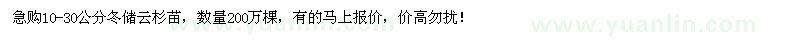 求購10-30公分冬儲云杉苗200萬棵