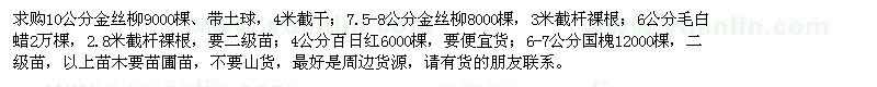 求購金絲柳、毛白蠟、百日紅、國槐