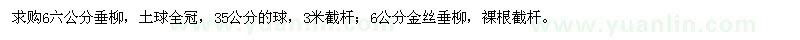求購垂柳、金絲垂柳