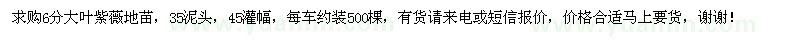 求購6分大葉紫薇地苗 每車約裝500棵