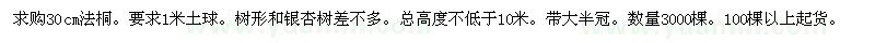 求購30cm法桐 數(shù)量3000棵