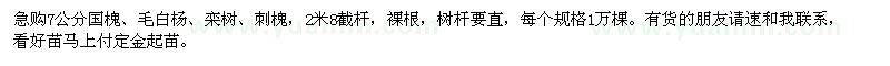 求購7公分國槐,毛白楊,欒樹,刺槐