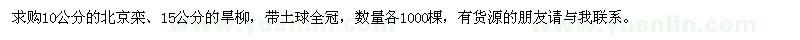 求購北京欒、旱柳