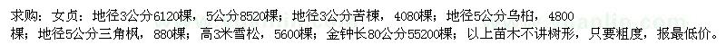 求購(gòu)女貞、苦楝、烏桕、三角楓、雪松、金鐘長(zhǎng)