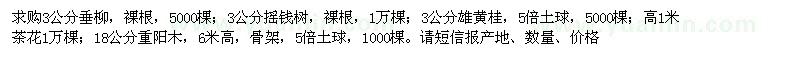 求購(gòu)垂柳,搖錢樹,茶花,重陽(yáng)木