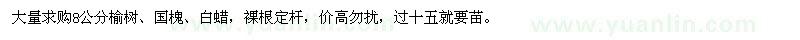 求購8公分榆樹,國槐,白蠟