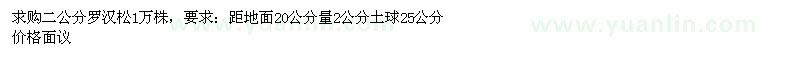 求購二公分羅漢松1萬株