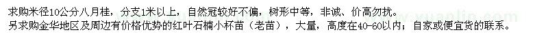 求購米徑10公分八月桂,紅葉石楠小杯苗