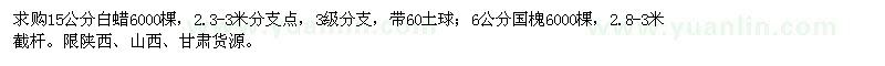求購15公分白蠟,6公分國槐