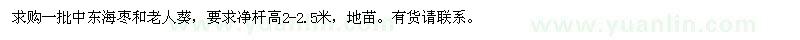 求購中東海棗和老人葵