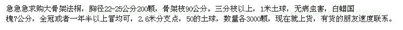 求購(gòu)胸徑22-25公分大骨架法桐200顆