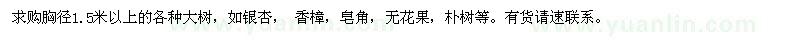 求購(gòu)胸徑1.5米以上的各種大樹(shù)