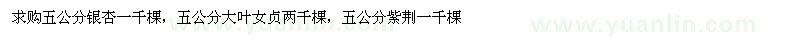 求購五公分銀杏大葉女貞紫荊
