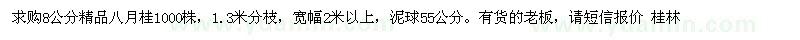 求購8公分精品八月桂1000株