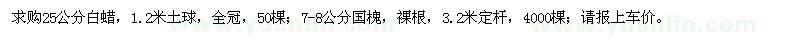 求購25公分白蠟,7-8公分國槐