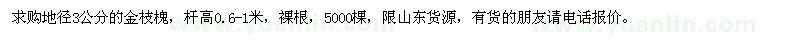 求購地徑3公分的金枝槐
