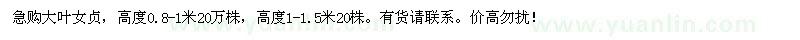 求購(gòu)大葉女貞