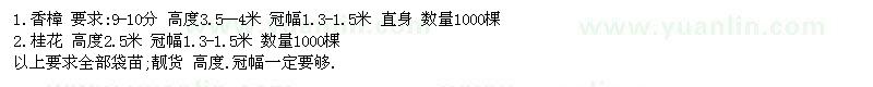 求購香樟,桂花