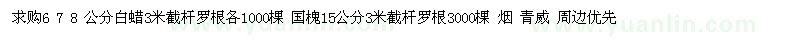 求購(gòu)白蠟1000棵 國(guó)槐3000棵