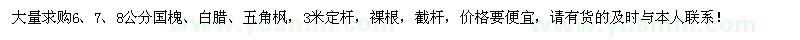 求購6、7、8公分國槐、白蠟、五角楓
