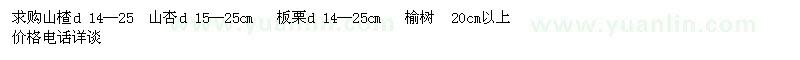 求購山楂、山杏、板栗、榆樹